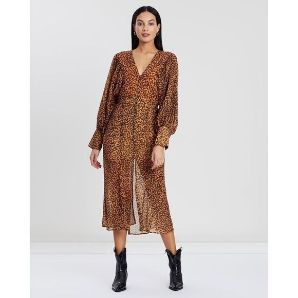C/MEO Collective Dresses & Skirts - C/Meo Collective Apparent Long Sleeve Dress With An All Over Abstract Animal Pri